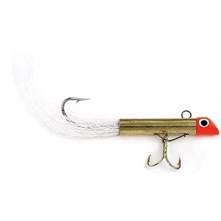 Got-Cha 1200 Series Mini Plug With Bucktail, 1 34, 58 Oz 6 Treble 20 Single Hook, Red ChromeWhite Ta G1201GH-WT